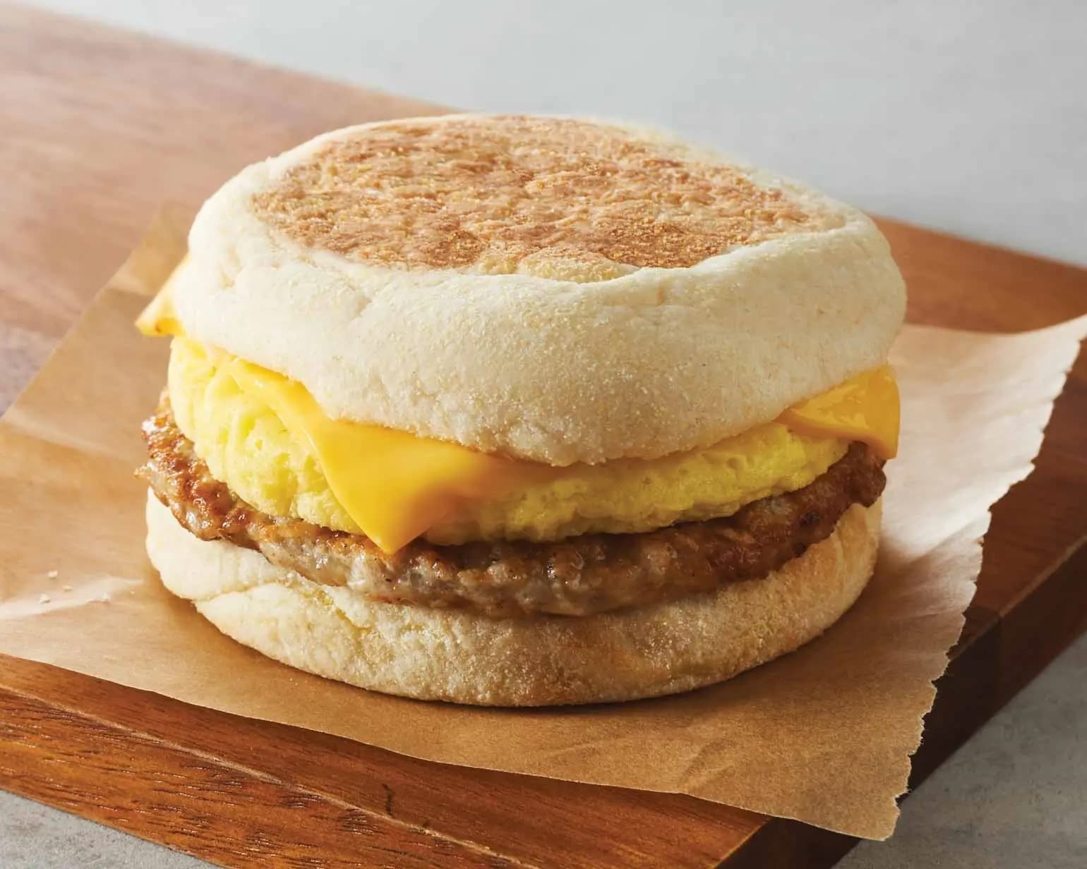 Sausage egg and cheese english muffin