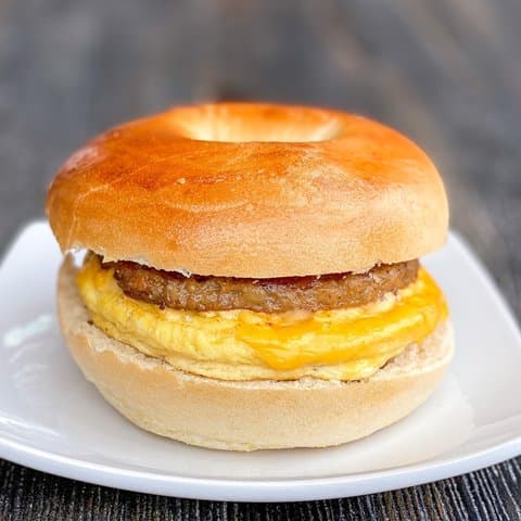 Sausage egg and cheese Bagel